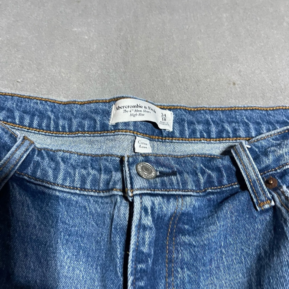 Abercrombie & Fitch The Mom‎ Short Womens 34 Blue Cut Off High Rise Boho - Picture 3 of 6